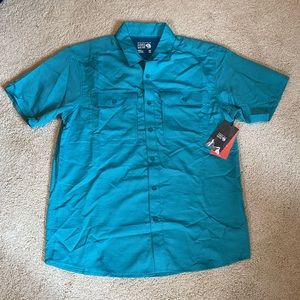 NWT Mountain Hardwear Men's Canyon SS Shirt in bright blue, super lightweight